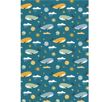 Papier peint chambre enfant motif baleine tendance - TenStickers
