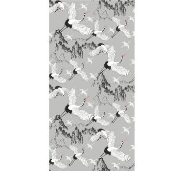 Papier peint chambre enfant grues élégantes et sommets - TenStickers