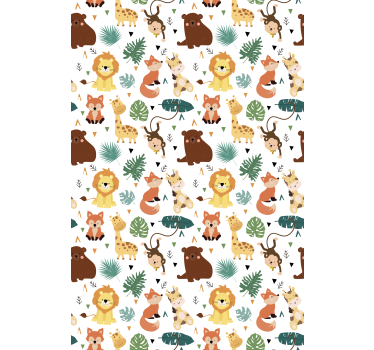 Papier peint chambre enfant animaux sauvages mignons - TenStickers
