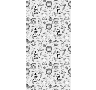 Papier peint chambre enfant animaux de zoo gris - TenStickers