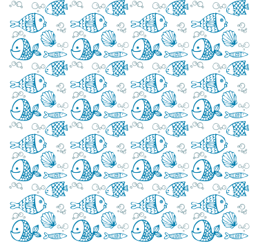 Papier peint chambre enfant poissons bleus sur fond blanc - TenStickers