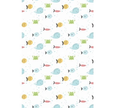 Papier peint chambre enfant poissons colorés sur fond blanc - TenStickers