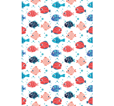Papier peint chambre enfant poissons roses et bleus - TenStickers
