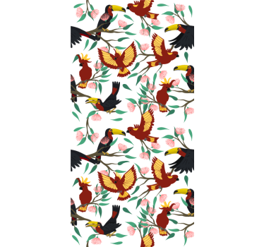 Papier peint chambre enfant perroquets et toucans volants - TenStickers