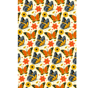 Papier peint chambre enfant motif floral papillons - TenStickers