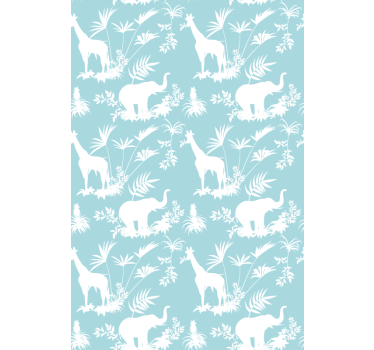 Papier peint chambre enfant éléphants et girafes - TenStickers