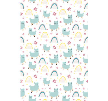 Papier peint chambre enfant lamas mignons et arcs-en-ciel - TenStickers