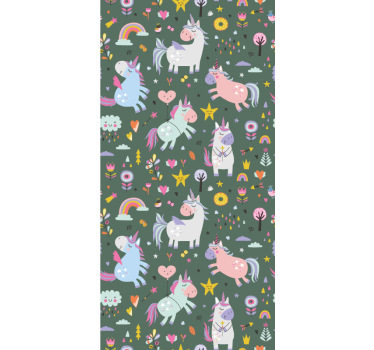 Papier peint chambre enfant motifs licornes fantastiques - TenStickers