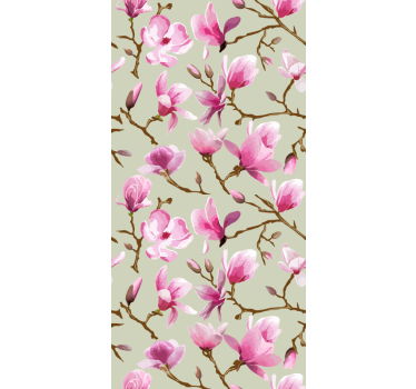 Papier peint cuisine fleur de magnolia rose - TenStickers