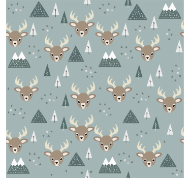 Papier peint chambre enfant design cerf nordique - TenStickers