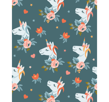 Papier peint chambre enfant licornes bleues charmantes - TenStickers