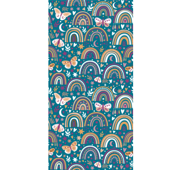 Papier peint chambre enfant arc-en-ciel et papillons - TenStickers