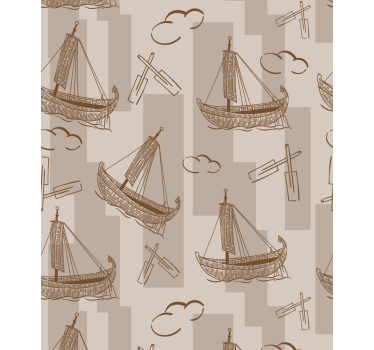 Papier peint chambre enfant motif bateaux à voile - TenStickers