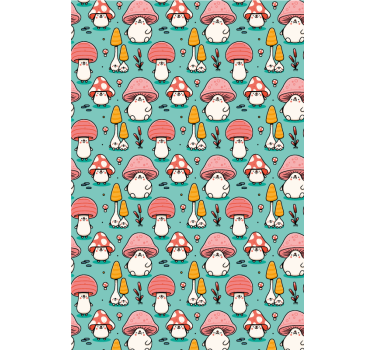 Papier peint chambre enfant personnages champignons bébé - TenStickers