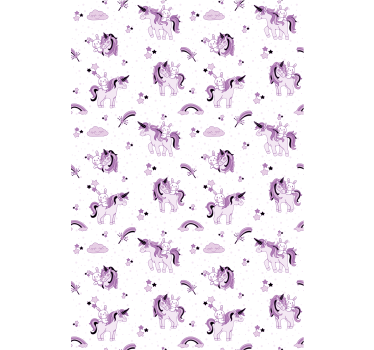 Papier peint chambre enfant licornes violettes féeriques - TenStickers