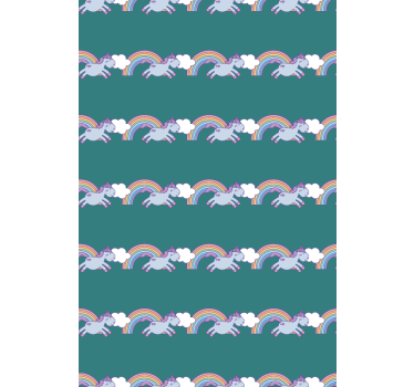 Papier peint chambre enfant licornes et arcs-en-ciel - TenStickers