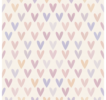 Papier peint chambre ado motif cœurs pastel - TenStickers