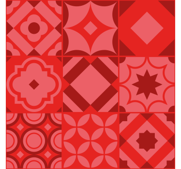 Papier peint cuisine carreaux rouges - TenStickers
