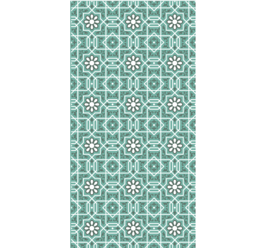 Papier peint cuisine carreaux floraux verts - TenStickers