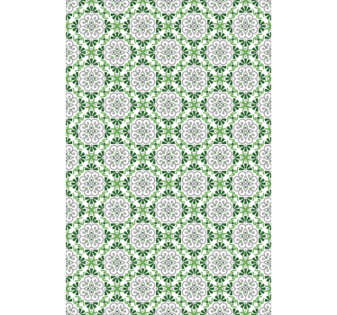 Papier peint cuisine mosaïque florale verte - TenStickers