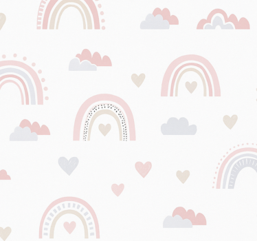 Papier peint chambre enfant design arc-en-ciel rose - TenStickers