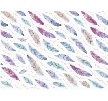 Papier peint chambre enfant motif plumes colorées - TenStickers