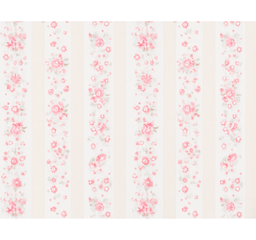 Papier peint chambre enfant rayures florales roses rétro - TenStickers