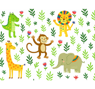 Papier peint chambre enfant animaux heureux et mignons - TenStickers