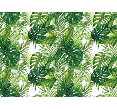Papier peint cuisine feuilles vertes de la forêt tropicale - TenStickers
