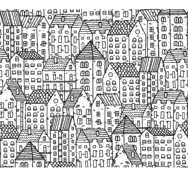 Papier peint villes et pays croquis urbain monochrome - TenStickers