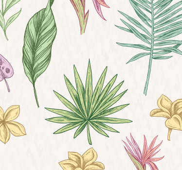 Papier peint fleur moderne Fleurs et palmiers - TenStickers