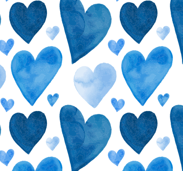 Papier peint cuisine cœurs bleus en aquarelle - TenStickers