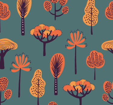 Papier peint arbres motifs botaniques stylisés - TenStickers