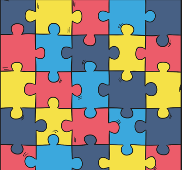 Papier peint graphique Puzzle arc en ciel - TenStickers