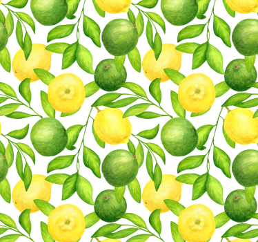 Papier peint cuisine motif jaune et vert agrumes - TenStickers