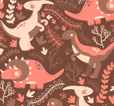 Papier peint dinosaures et feuilles - TenStickers