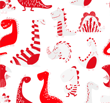 Papier peint dinosaures pour enfant croquis rouges - TenStickers
