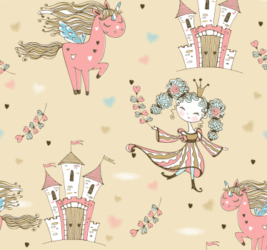 Papier peint chambre enfant licornes de contes de fées - TenStickers