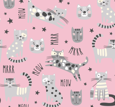 Papier peint chambre rose chats élégants - TenStickers