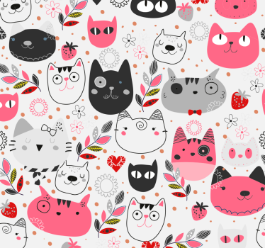 Papier peint chambre Chats illustrés - TenStickers