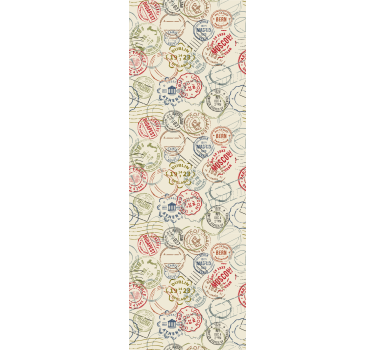 Papier peint ville collage de timbres de voyage - TenStickers