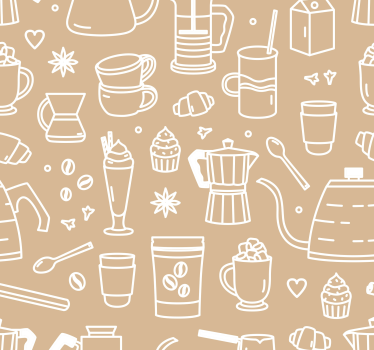 Papier peint cuisine ensemble de motifs de café - TenStickers