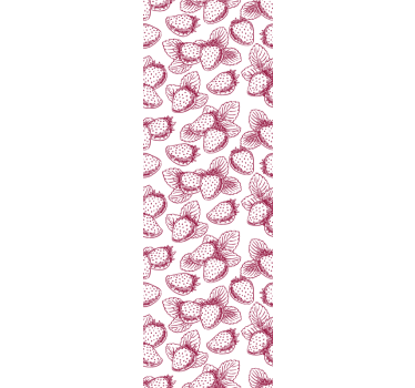 Papier peint cuisine violet croquis de fraises - TenStickers