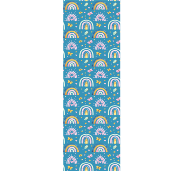 Papier peint chambre enfant motifs arc-en-ciel de papillons - TenStickers