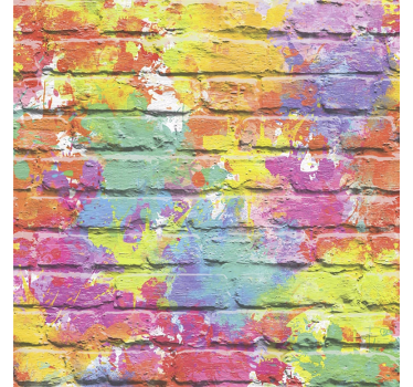 Papier peint éclaboussure de peinture sur brique - TenStickers