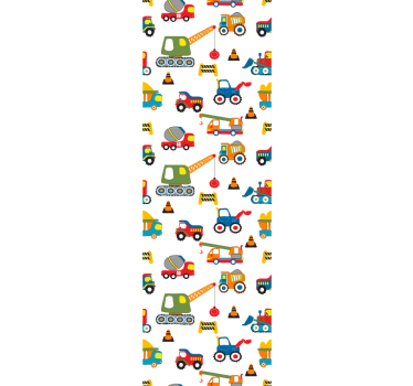 Papier peint chambre enfant véhicules de construction - TenStickers