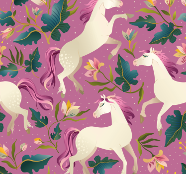 Tapisserie chambre Conception de cheval rose et floral - TenStickers