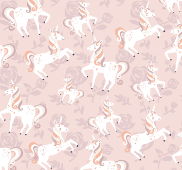 Papier peint chambre fille Licorne rose et haute avec des fleurs - TenStickers