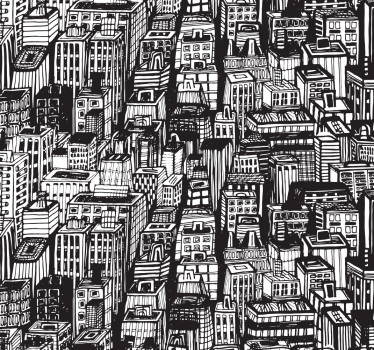Papier peint ville chaos de croquis urbains - TenStickers