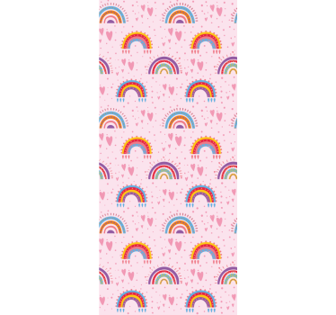 Papier peint chambre enfant motifs de coeur arc-en-ciel - TenStickers